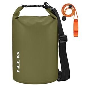 Green Waterproof Dry Bag Roll Top Lightweight w/Emergency Whistle 5L